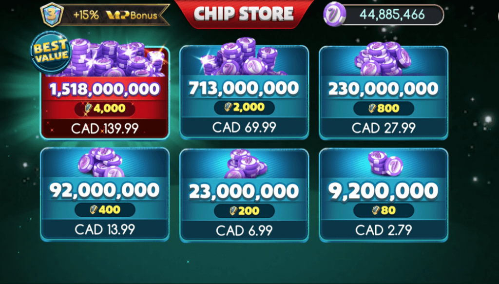 myvegas new buy chips screen